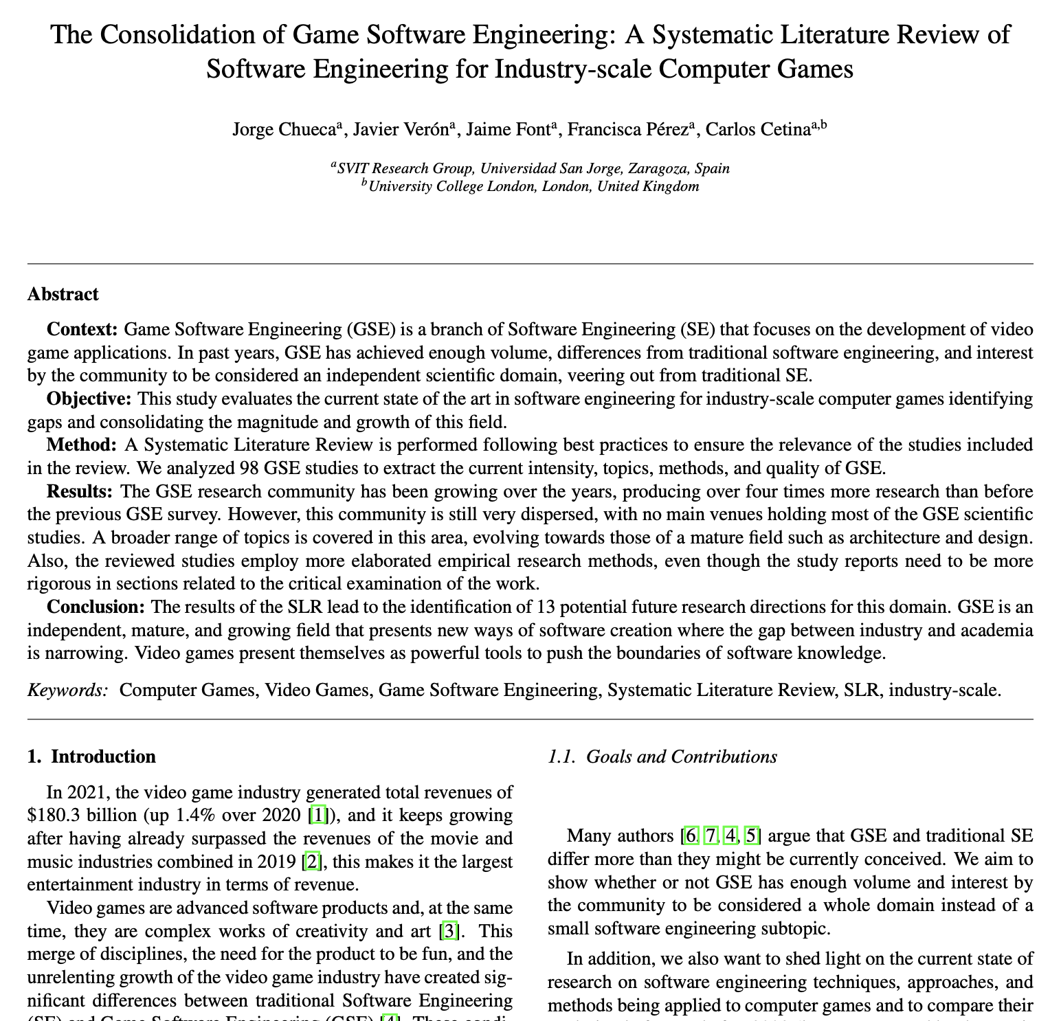 paper consolidation of game software engineering